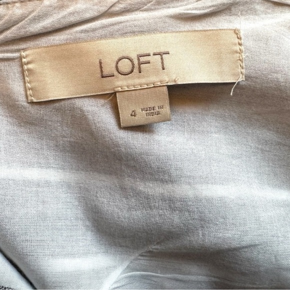 LOFT Gray & White Striped Linen Blend Jumpsuit - Size 4 - Pockets - Picture 11 of 14